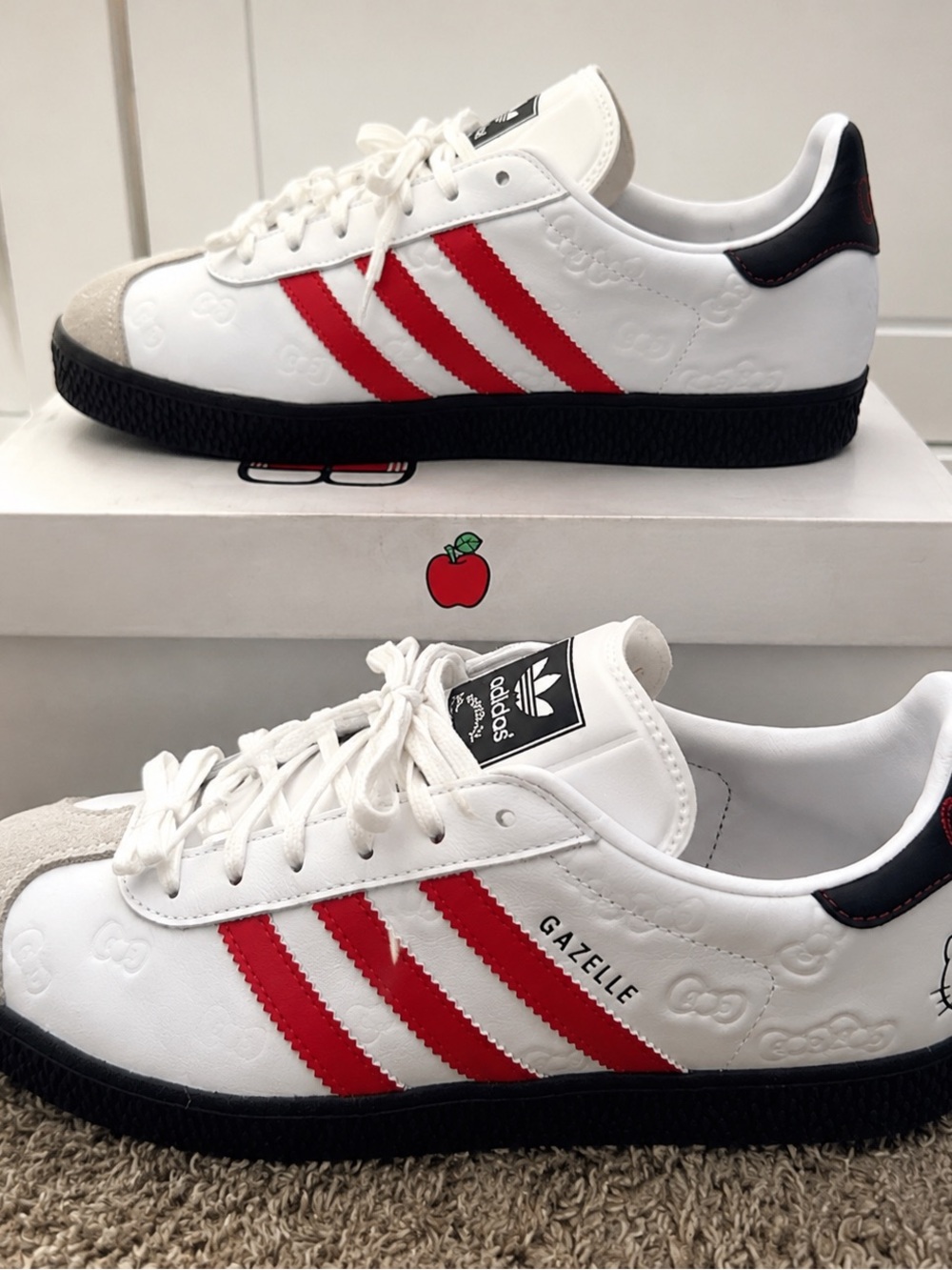 adidas Gazelle White Red Black Low-Top Platform Sneakers
